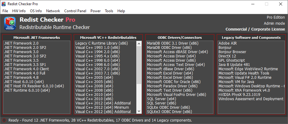 Redist Checker Pro Application Screenshot